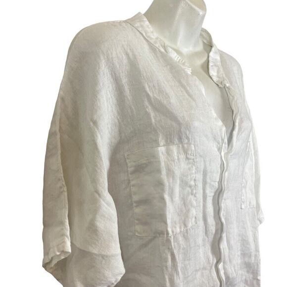 Alessia Pacini Womens Lagenlook 100% Linen White Longling Flowy Top Shirt sz L - Picture 2 of 16